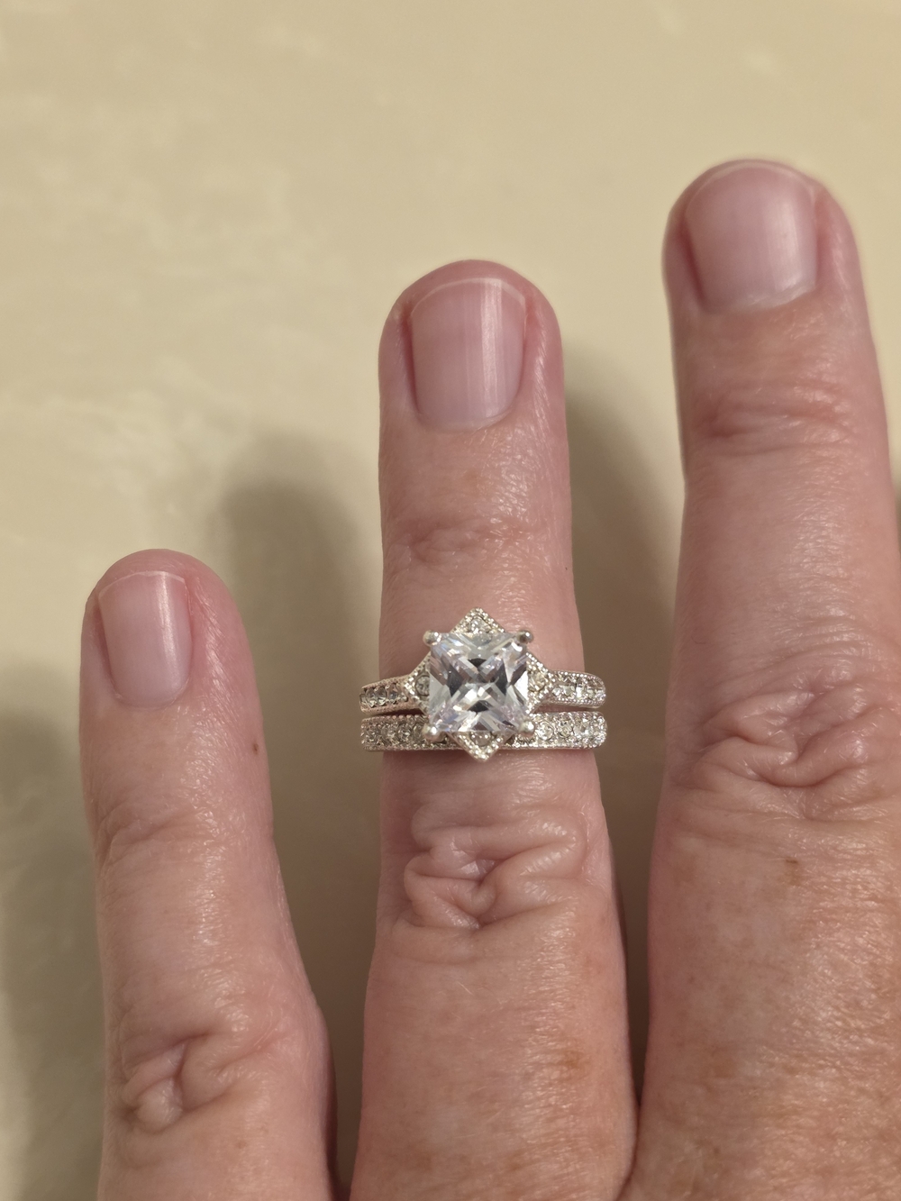 Silver and CZ Ring Set Size 5